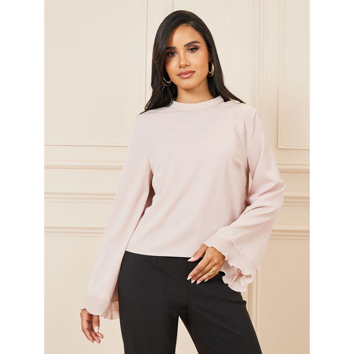 بلوزة بياقة عالية وتفاصيل كشكش-women-clothing-shirtsandblouses-blouses-image-2