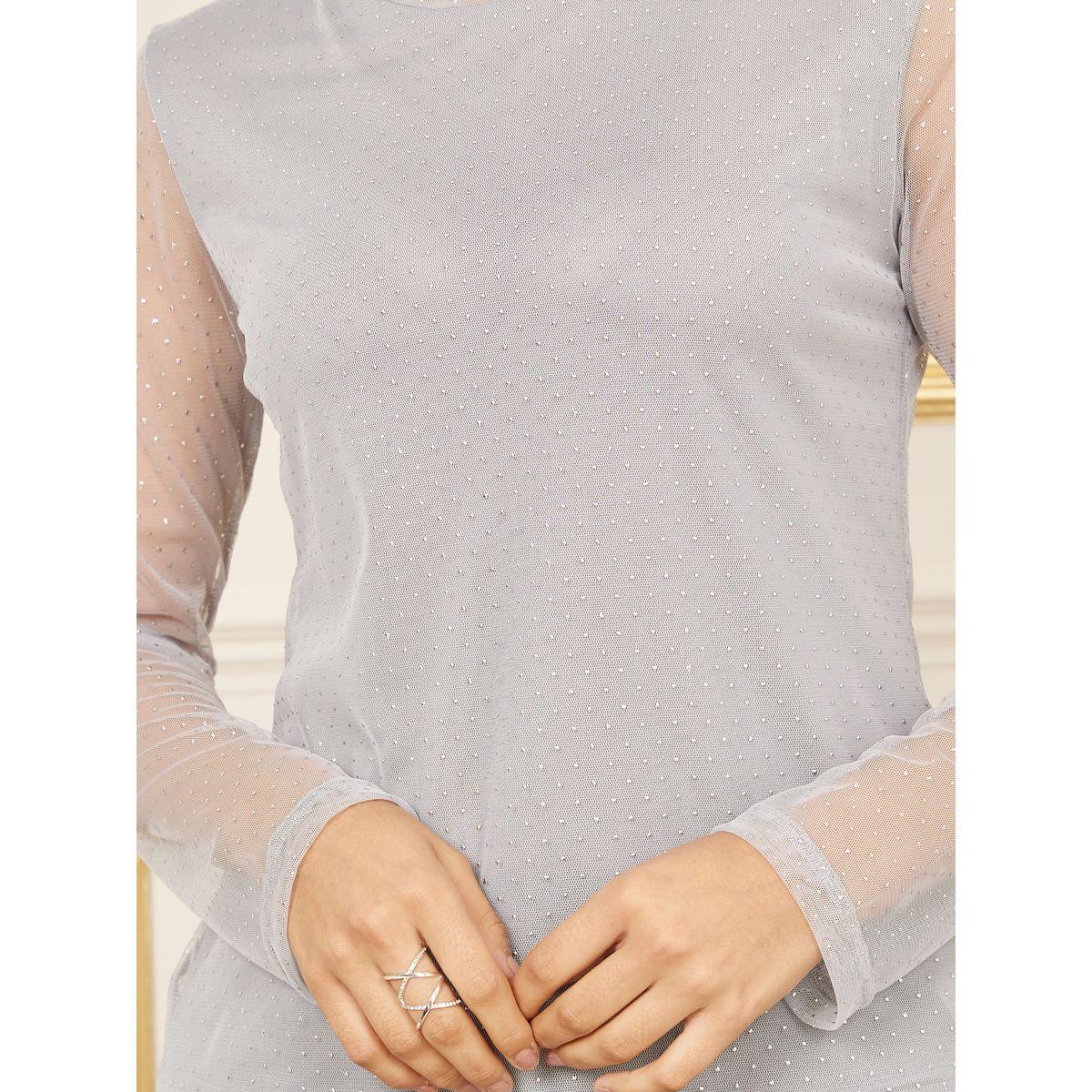 Styli Embellished Mesh Sheer Sleeves Top-women-clothing-shirtsandblouses-blouses-image-4