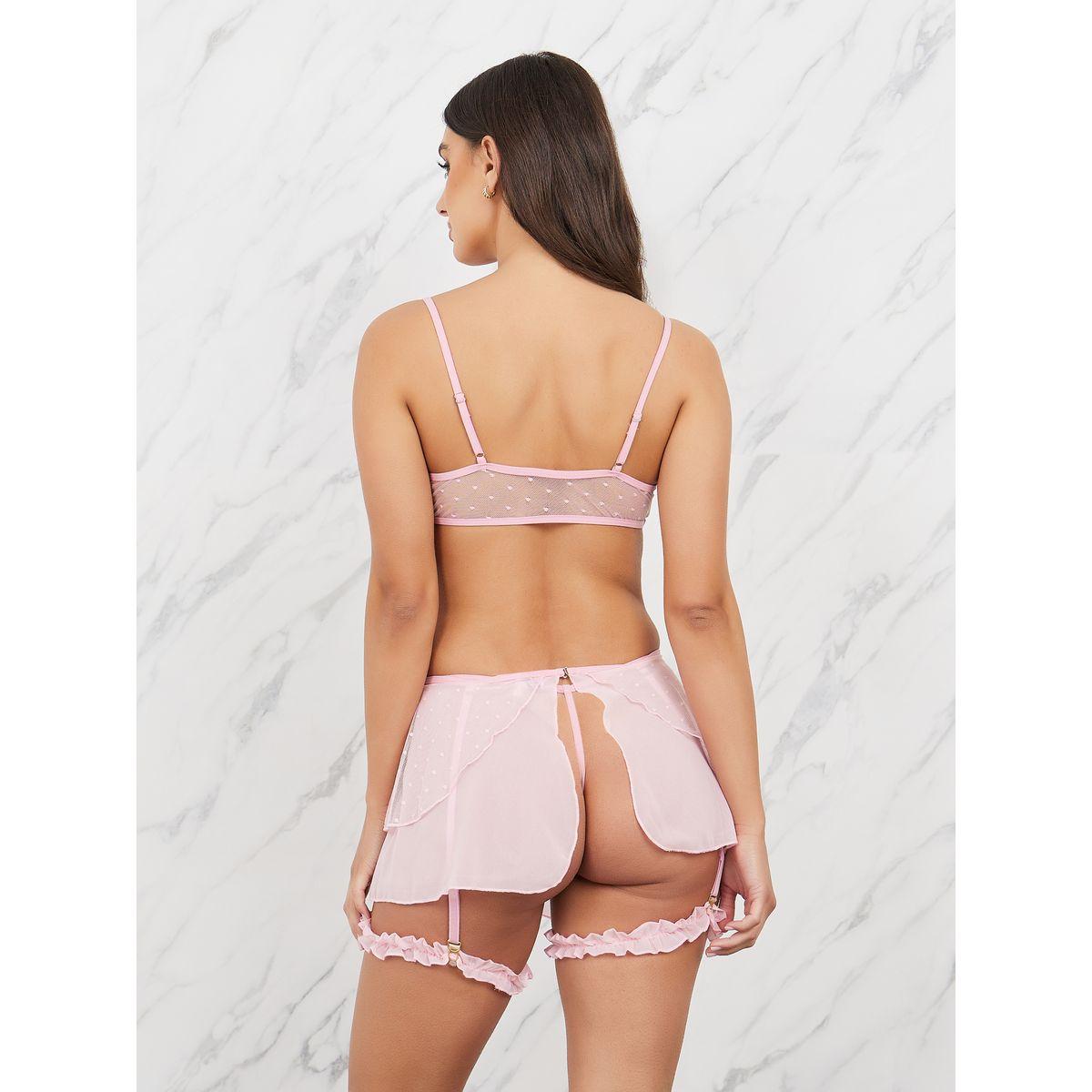 مجموعة من 4 - تنورة وسروال داخلي مع صدرية وساسبيندر-women-clothing-lingerie-lingeriesets-image-6
