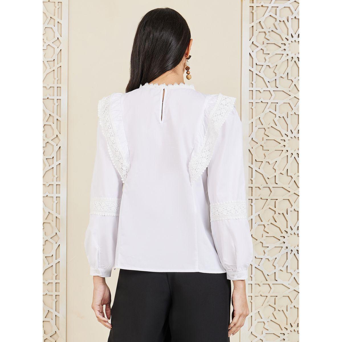 بلوزة بياقة دائرية وتفاصيل دانتيل-women-clothing-shirtsandblouses-blouses-image-5