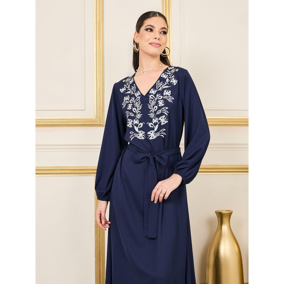 Styli Embroidered Self Tie Up Jalabiya-women-arabicclothing-jalabiyas-image-2