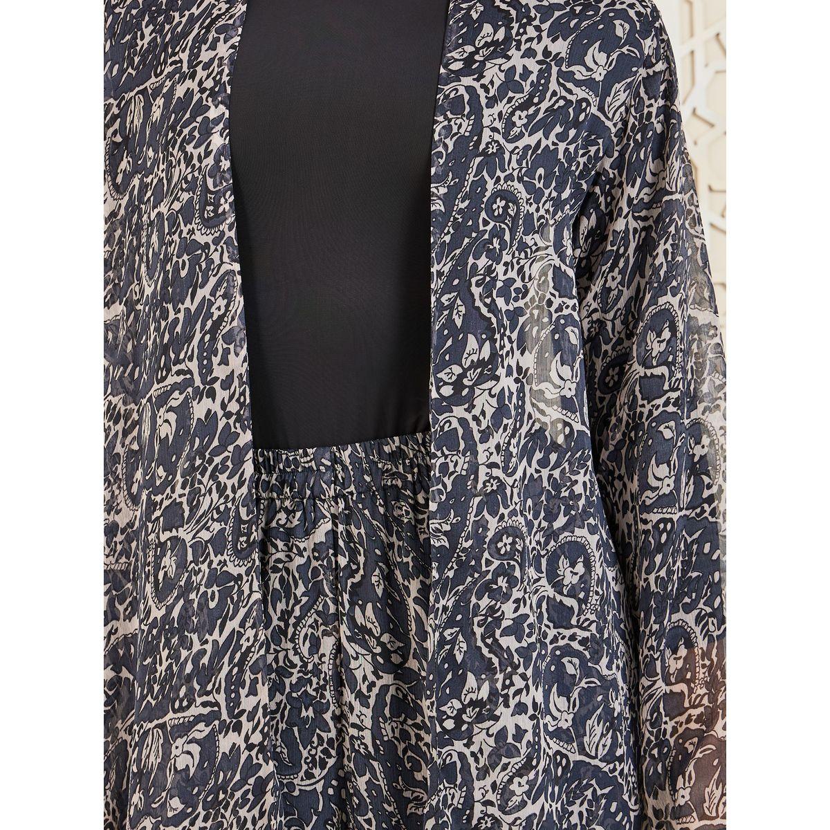 Styli Paisley AOP Abaya, Inner Top and Wide Leg Pant Set-women-arabicclothing-abayas-image-3
