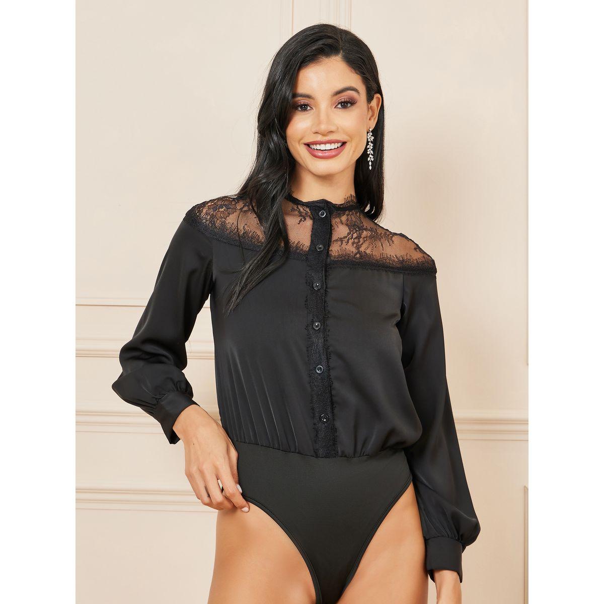 بودي سوت بتفاصيل شبكية وأزرار-women-clothing-tshirts-image-6