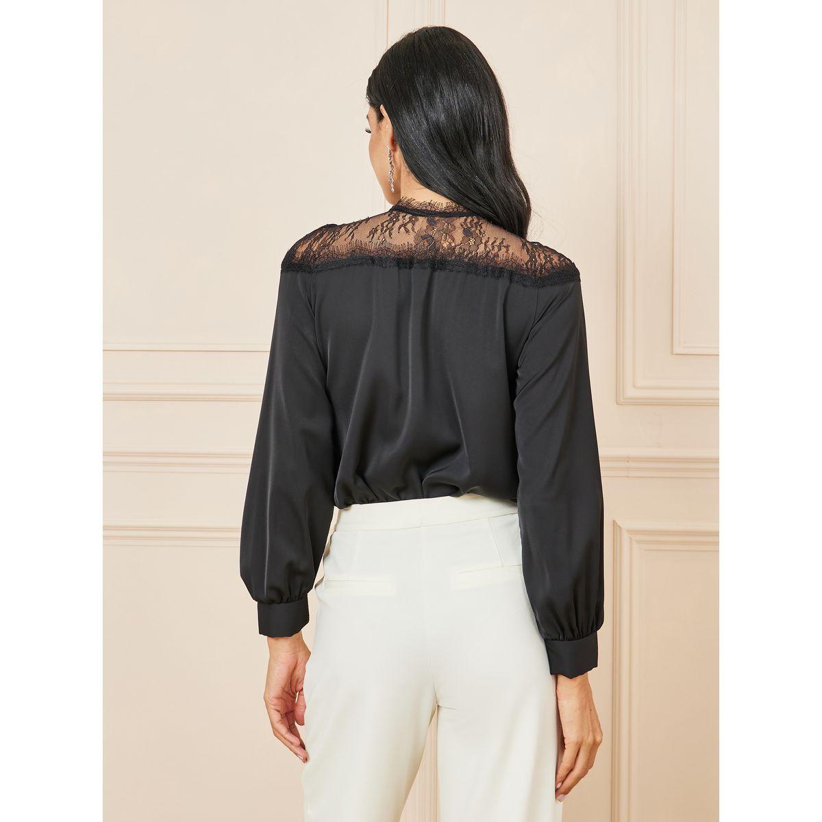 Styli Mesh Insert Front Button Bodysuit-women-clothing-tshirts-image-6