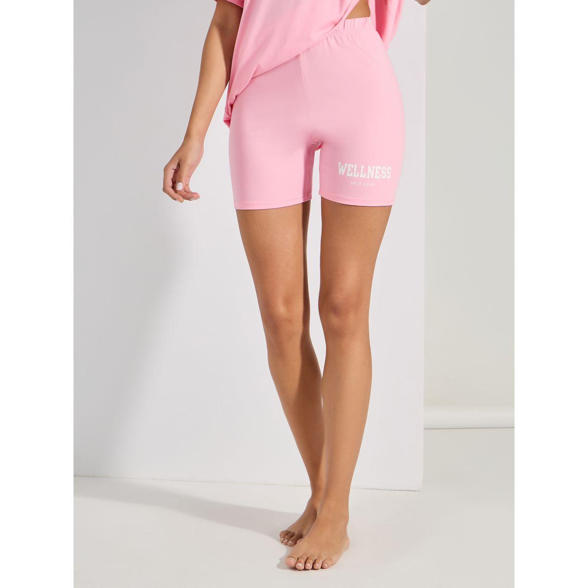 Styli Unwind Wellness Slogan T-Shirt & Cycling Shorts Lounge Set-women-clothing-coordsets-image-4