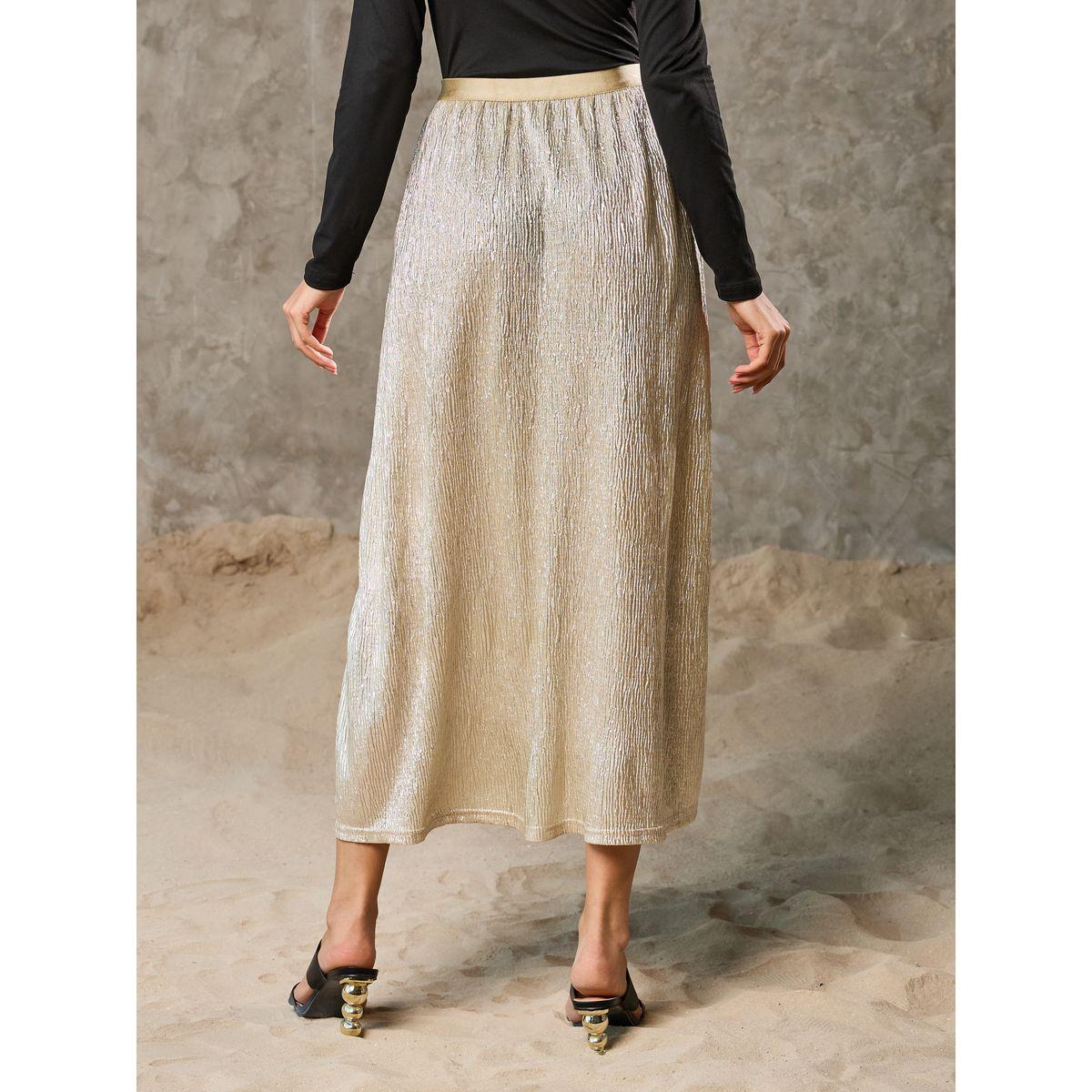 Styli Shimmer Textured A-Line Maxi Skirt-women-clothing-bottoms-skirts-image-4