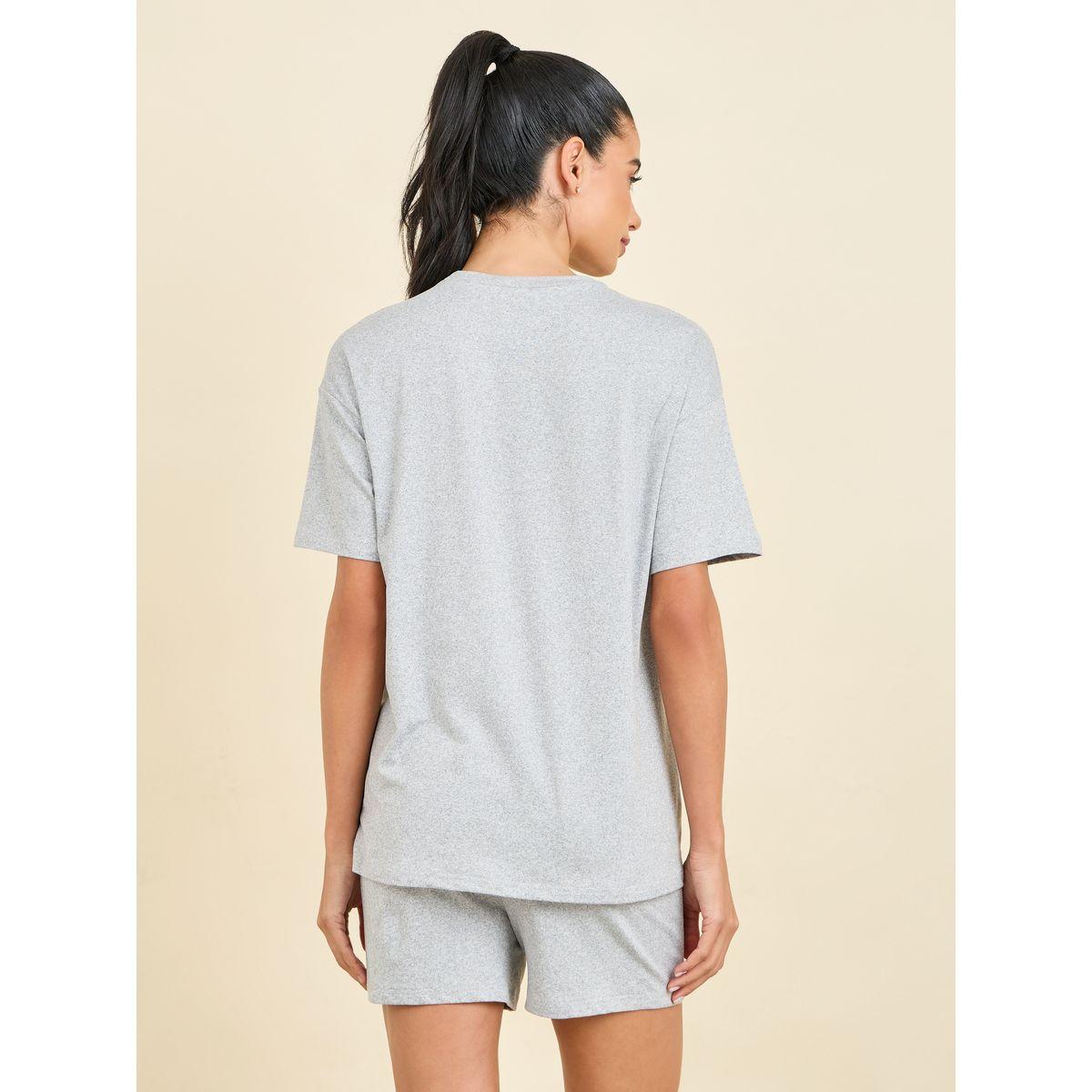 مجموعة من شورت وتيشيرت مطبع بكتابة-women-clothing-coordsets-image-5