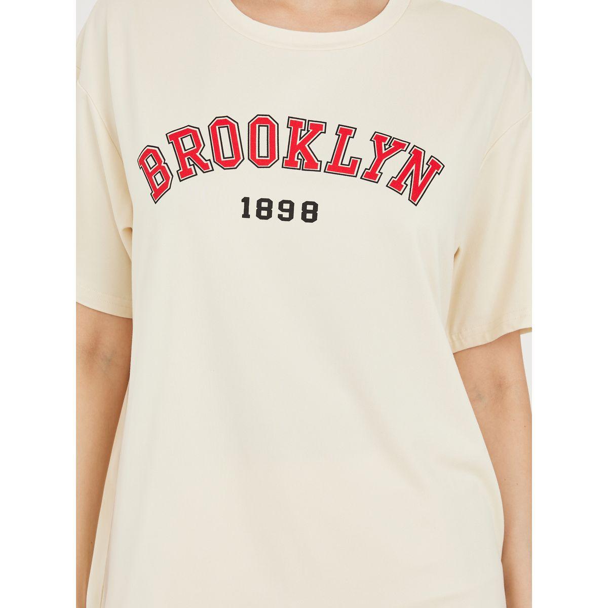 Styli Unwind Brooklyn Slogan Print T-shirt and Cycling Short Lounge Set-women-clothing-coordsets-image-3