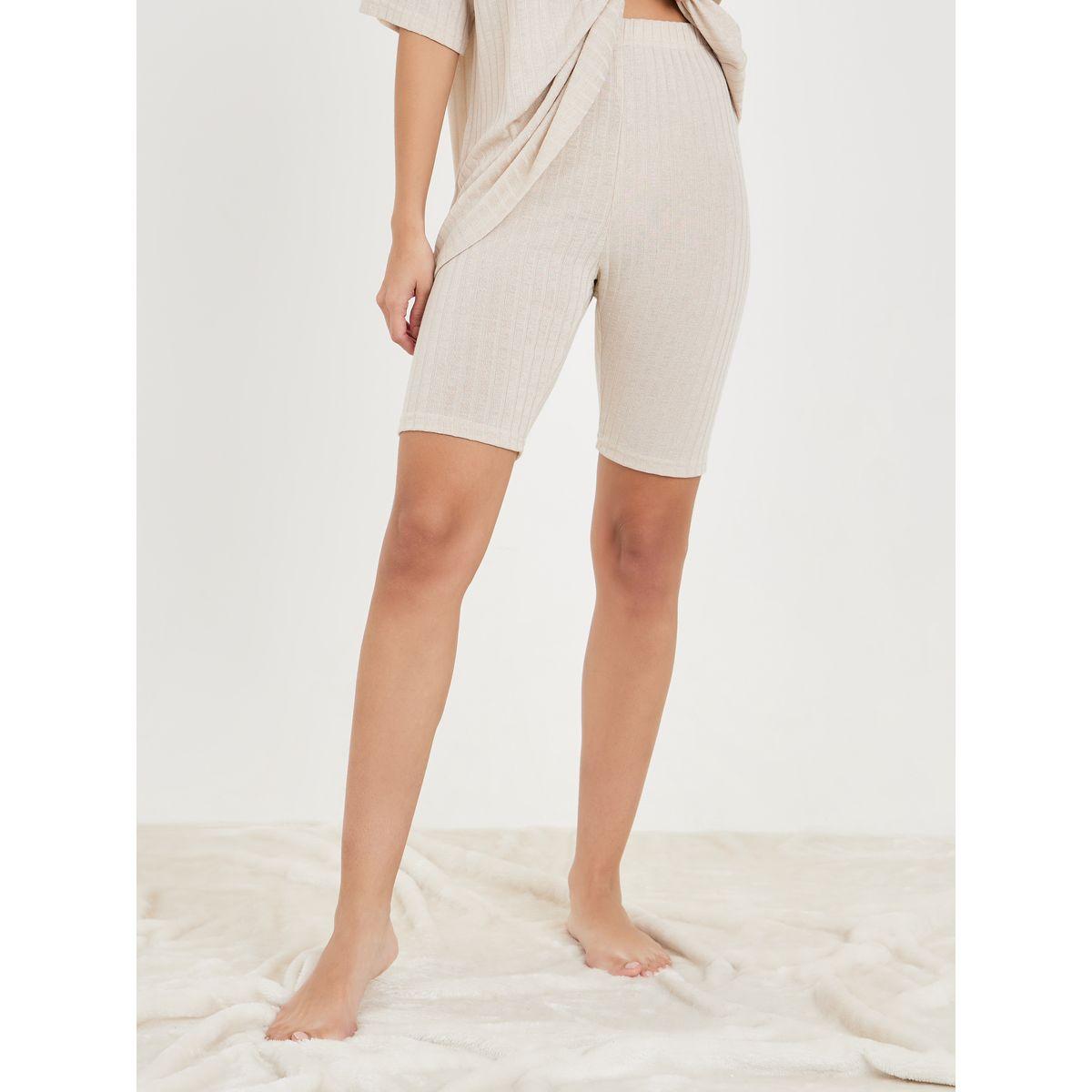 Styli Unwind Ribbed Drop Shoulder T-shirt and Cycling Short Lounge Set-women-clothing-coordsets-image-5