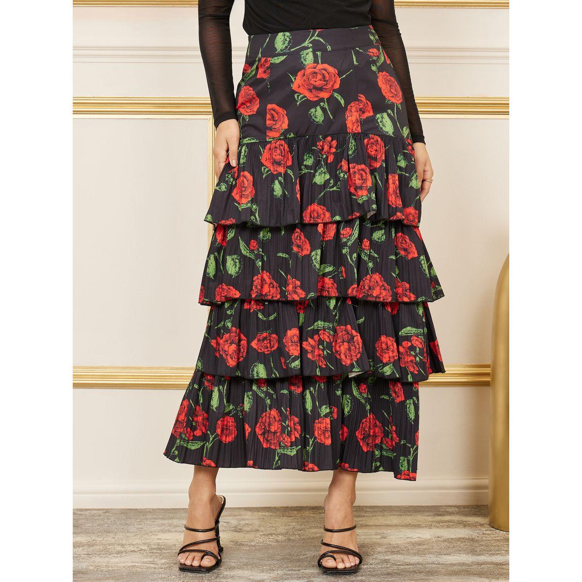 تنورة طويلة مطبعة بالكامل بطبعة زهور-women-clothing-bottoms-skirts-image-4
