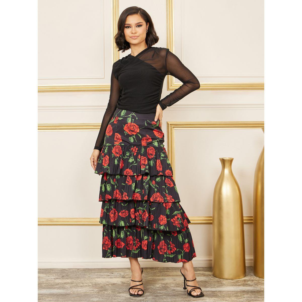 تنورة طويلة مطبعة بالكامل بطبعة زهور-women-clothing-bottoms-skirts-image-3