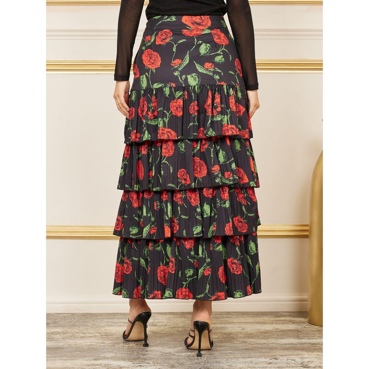 تنورة طويلة مطبعة بالكامل بطبعة زهور-women-clothing-bottoms-skirts-image-1