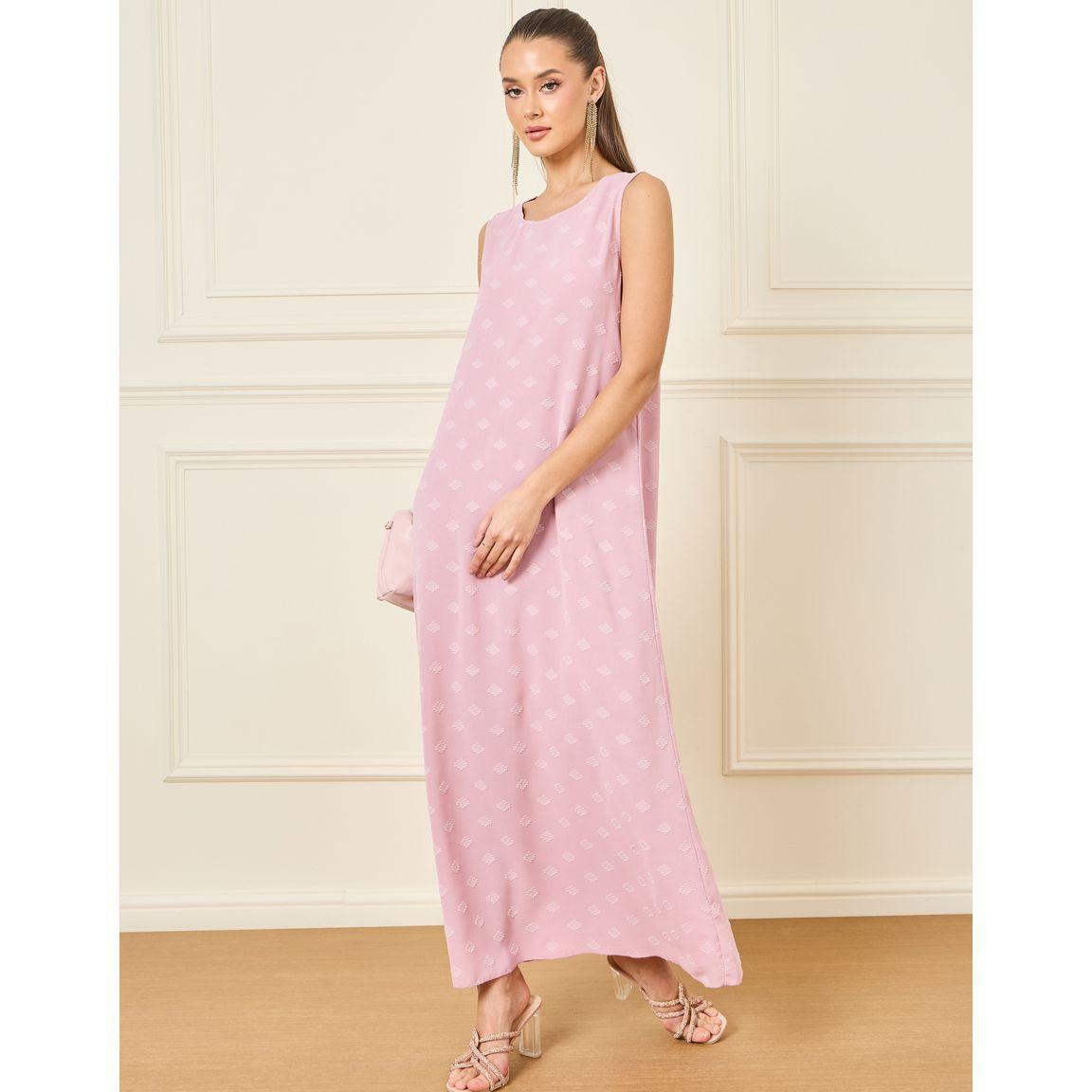 Styli Dobby Textured Sleeveless Under Abaya Dress-women-arabicclothing-jalabiyas-image-1