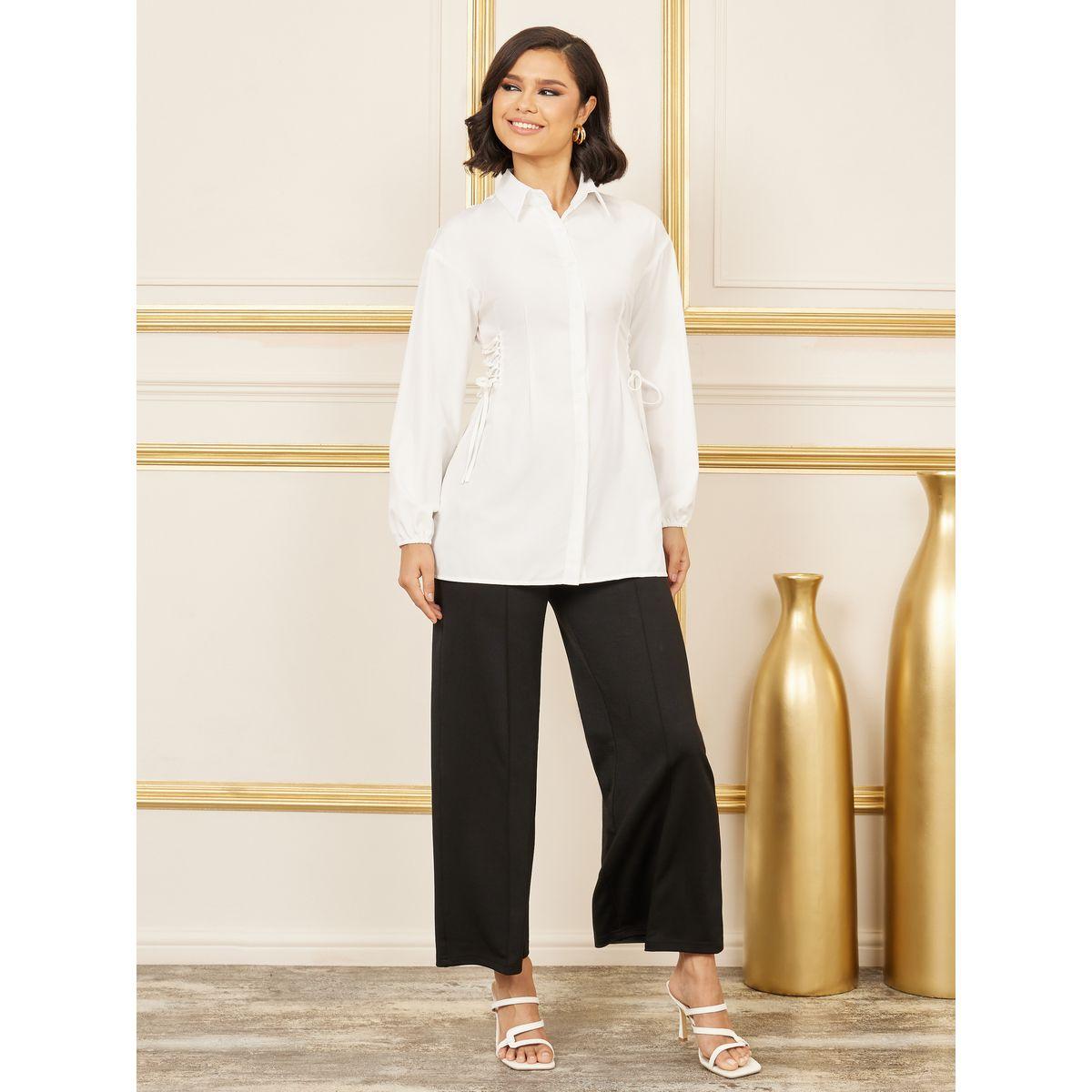 Styli Side Lace Up Detail Longline Shirt-women-clothing-shirtsandblouses-shirts-image-2
