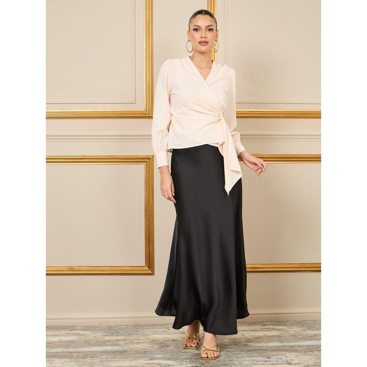 بلوزة بنمط لف واكمام بأساور-women-clothing-shirtsandblouses-blouses-image-2