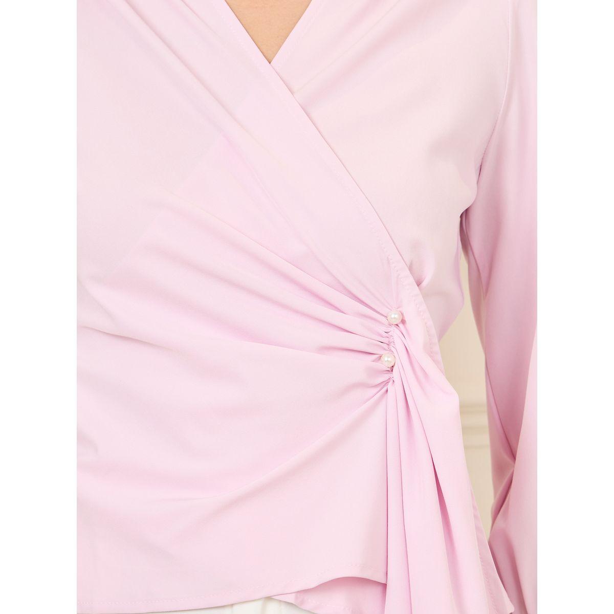 بلوزة بنمط لف مع اكمام بأساور-women-clothing-shirtsandblouses-blouses-image-3