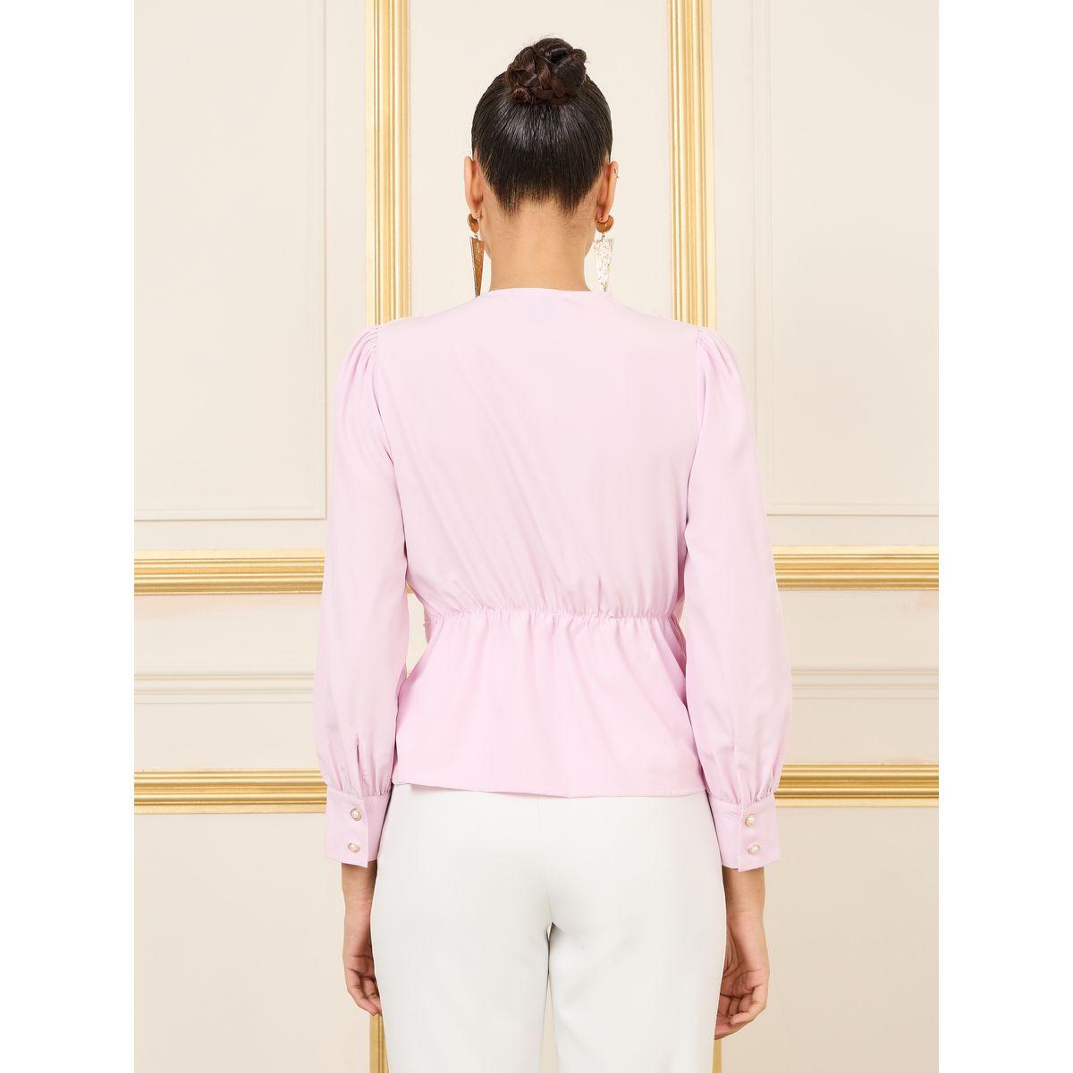 بلوزة بنمط لف مع اكمام بأساور-women-clothing-shirtsandblouses-blouses-image-4