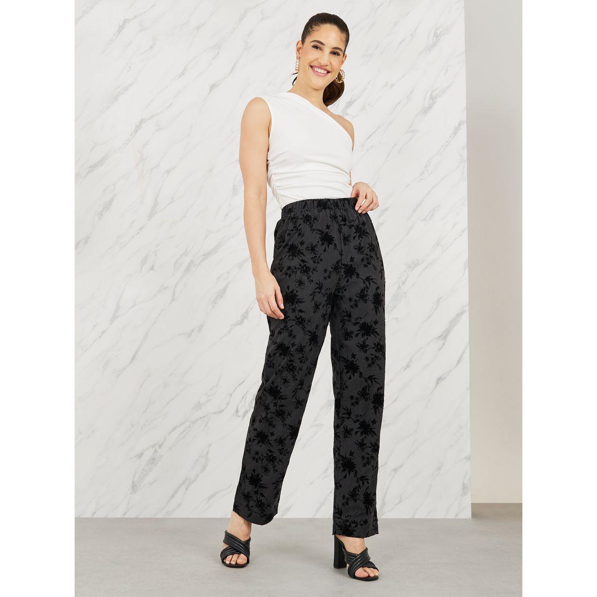 بنطال جاكار بأرجل مستقيمة وخصر عالي-women-clothing-bottoms-trousers-image-2