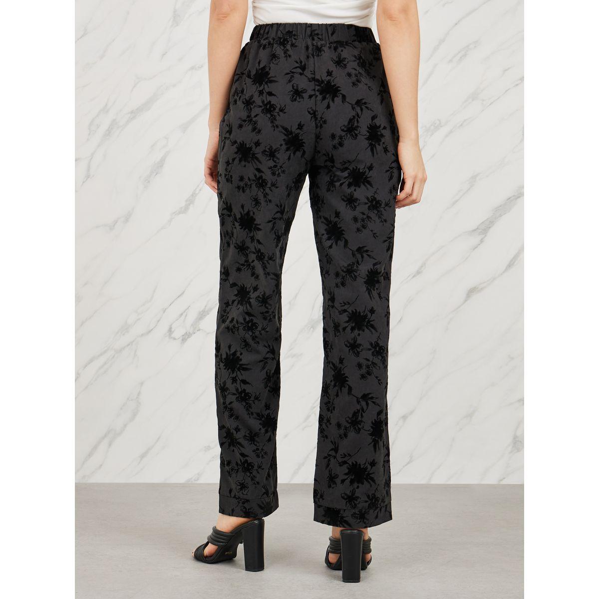 بنطال جاكار بأرجل مستقيمة وخصر عالي-women-clothing-bottoms-trousers-image-4