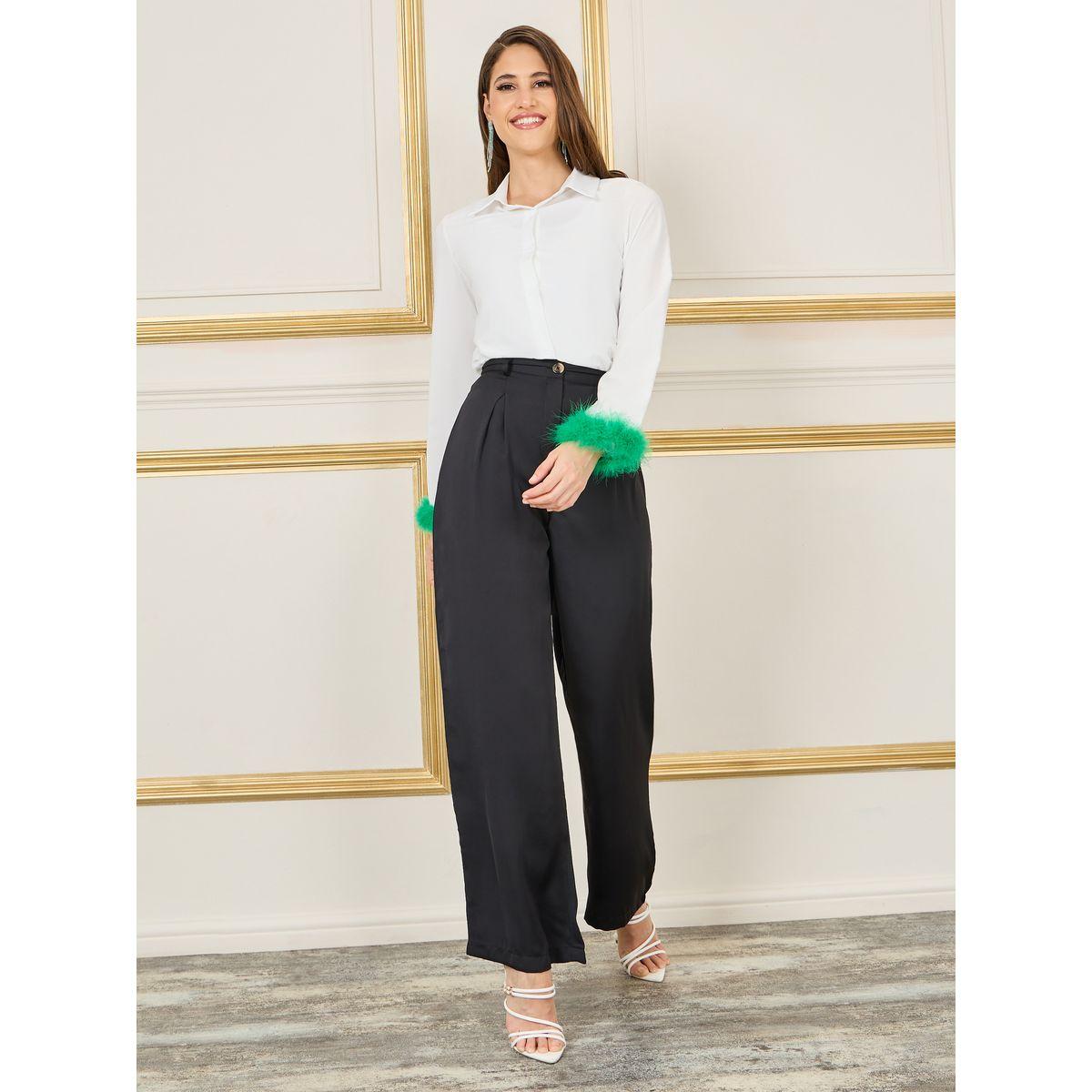 بلوزة مزينة بفرو صناعي وقصة عادية-women-clothing-shirtsandblouses-shirts-image-2