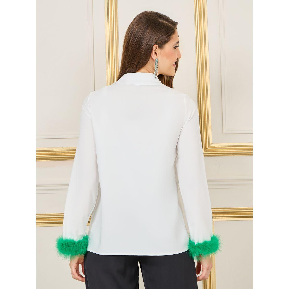 بلوزة مزينة بفرو صناعي وقصة عادية-women-clothing-shirtsandblouses-shirts-image-5