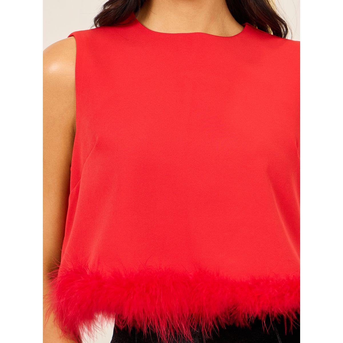 Styli Faux Fur Hem Sleeveless Blouse-women-clothing-shirtsandblouses-blouses-image-3