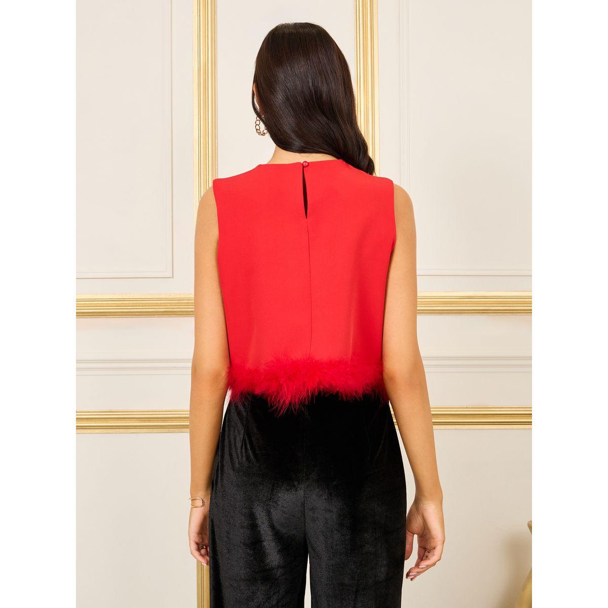 بلوزة بلا اكمام مع فرو صناعي-women-clothing-shirtsandblouses-blouses-image-4