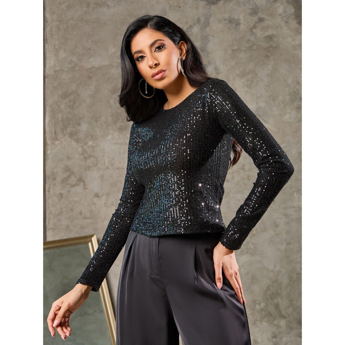 Styli All Over Sequin Detail Round Neck Blouse-women-clothing-shirtsandblouses-blouses-image-3