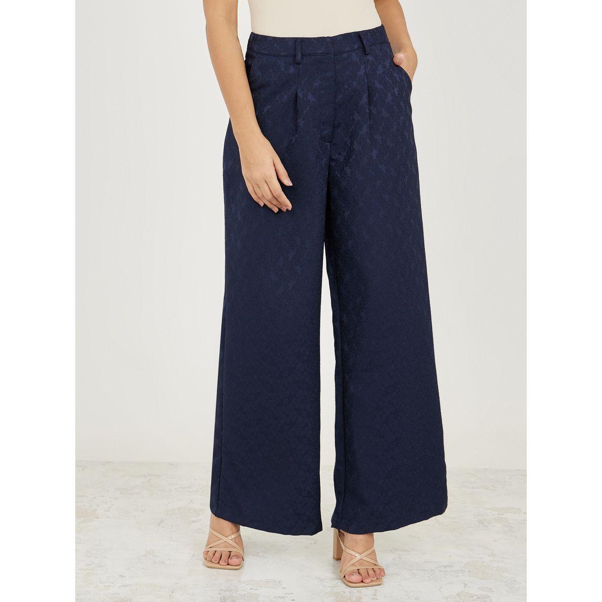 Styli Jacquard Texture Wide Leg Trouser-women-clothing-bottoms-trousers-image-1