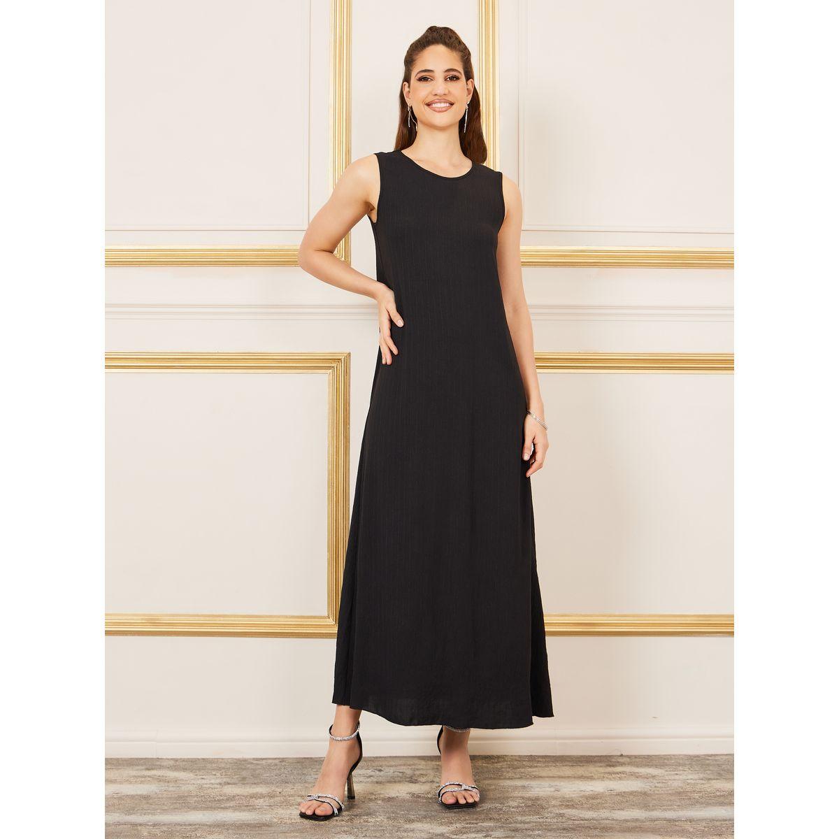 فستان عباية مخطط بتفاصيل بارزة الملمس-women-arabicclothing-abayas-image-1