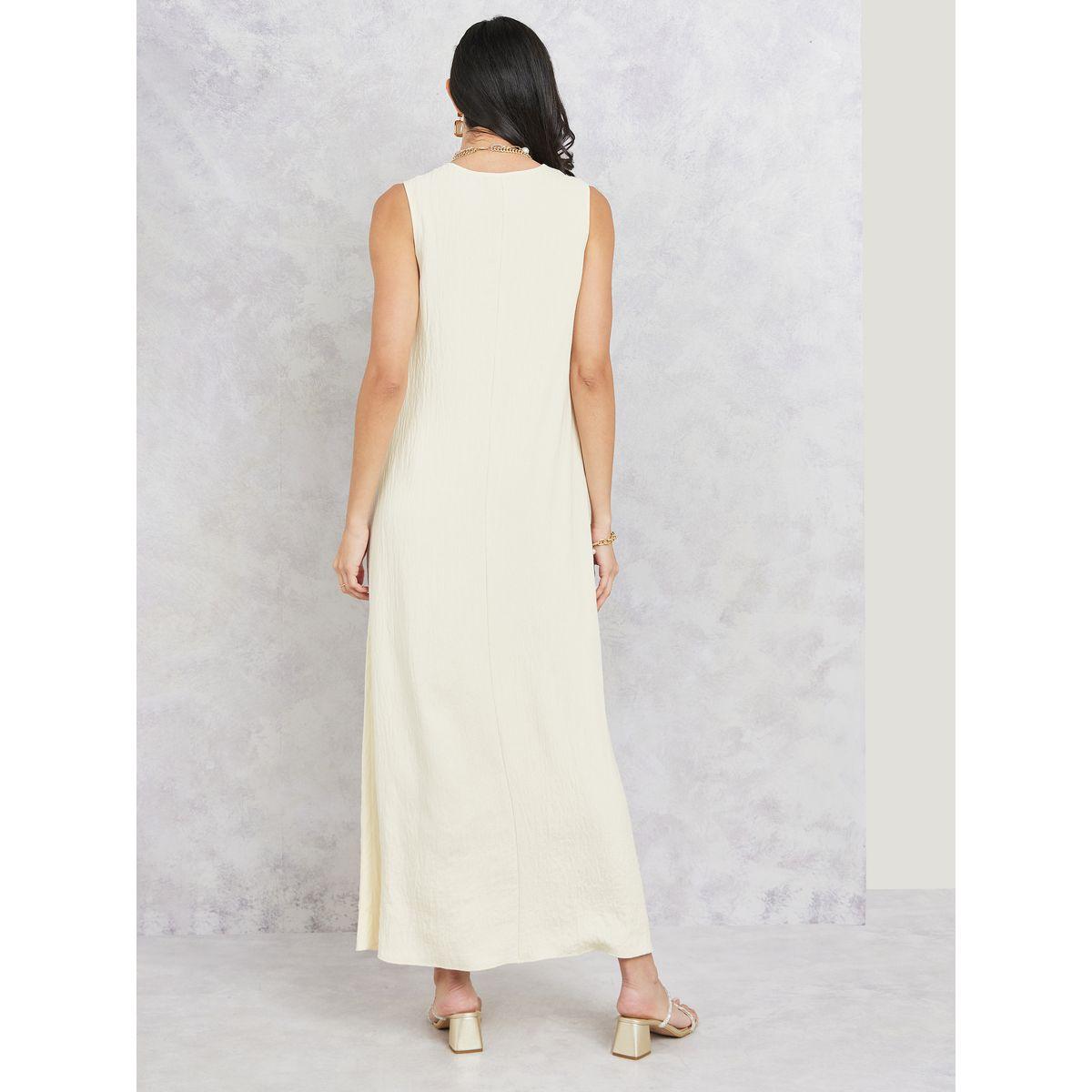 Styli Textured Sleeveless Under Abaya Dress with Belt-women-arabicclothing-jalabiyas-image-5
