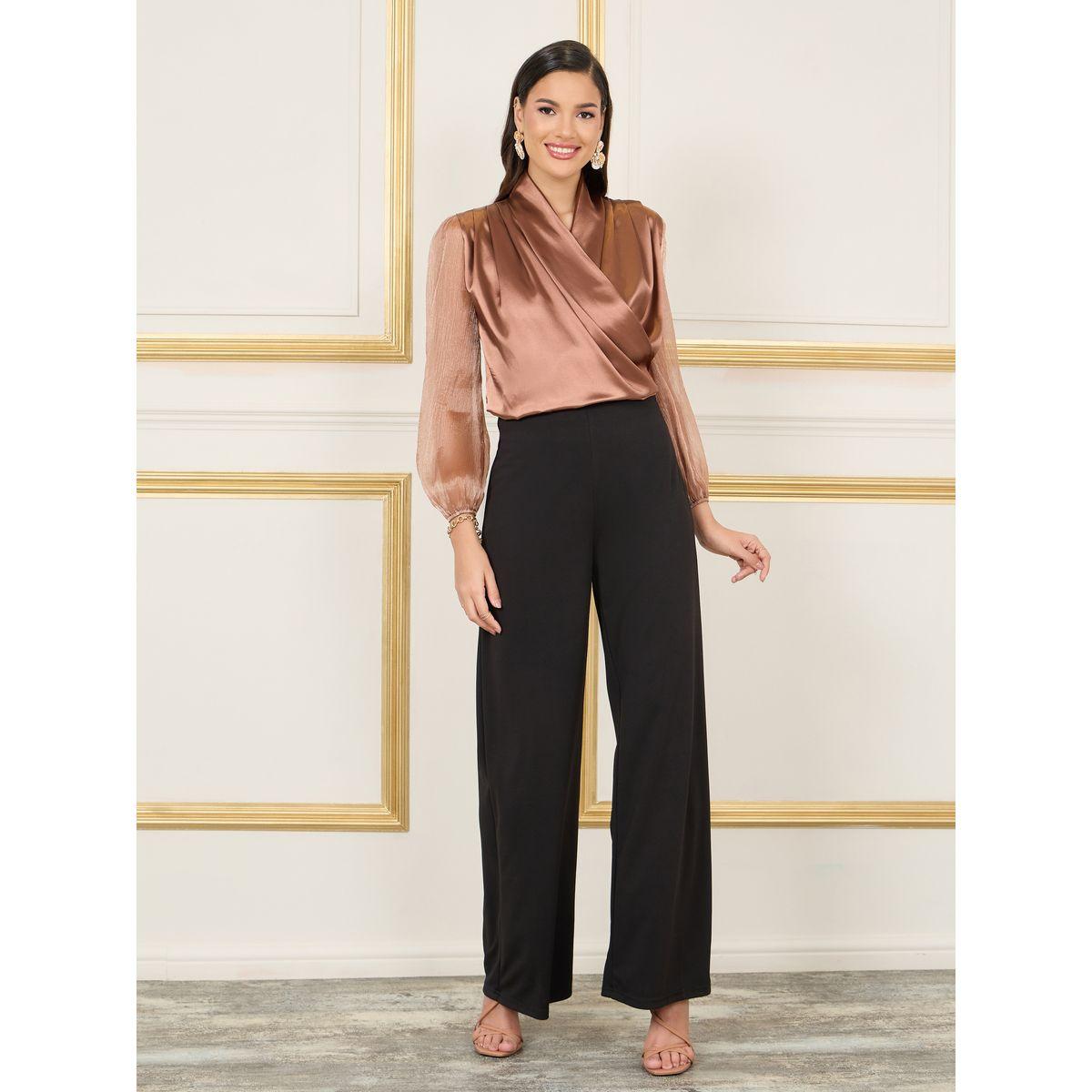 Styli Organza Sleeves Satin Cowl Neck Wrap Top-women-clothing-shirtsandblouses-blouses-image-3