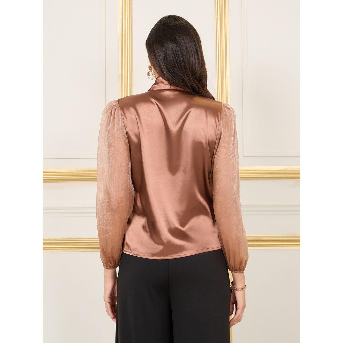 Styli Organza Sleeves Satin Cowl Neck Wrap Top-women-clothing-shirtsandblouses-blouses-image-5