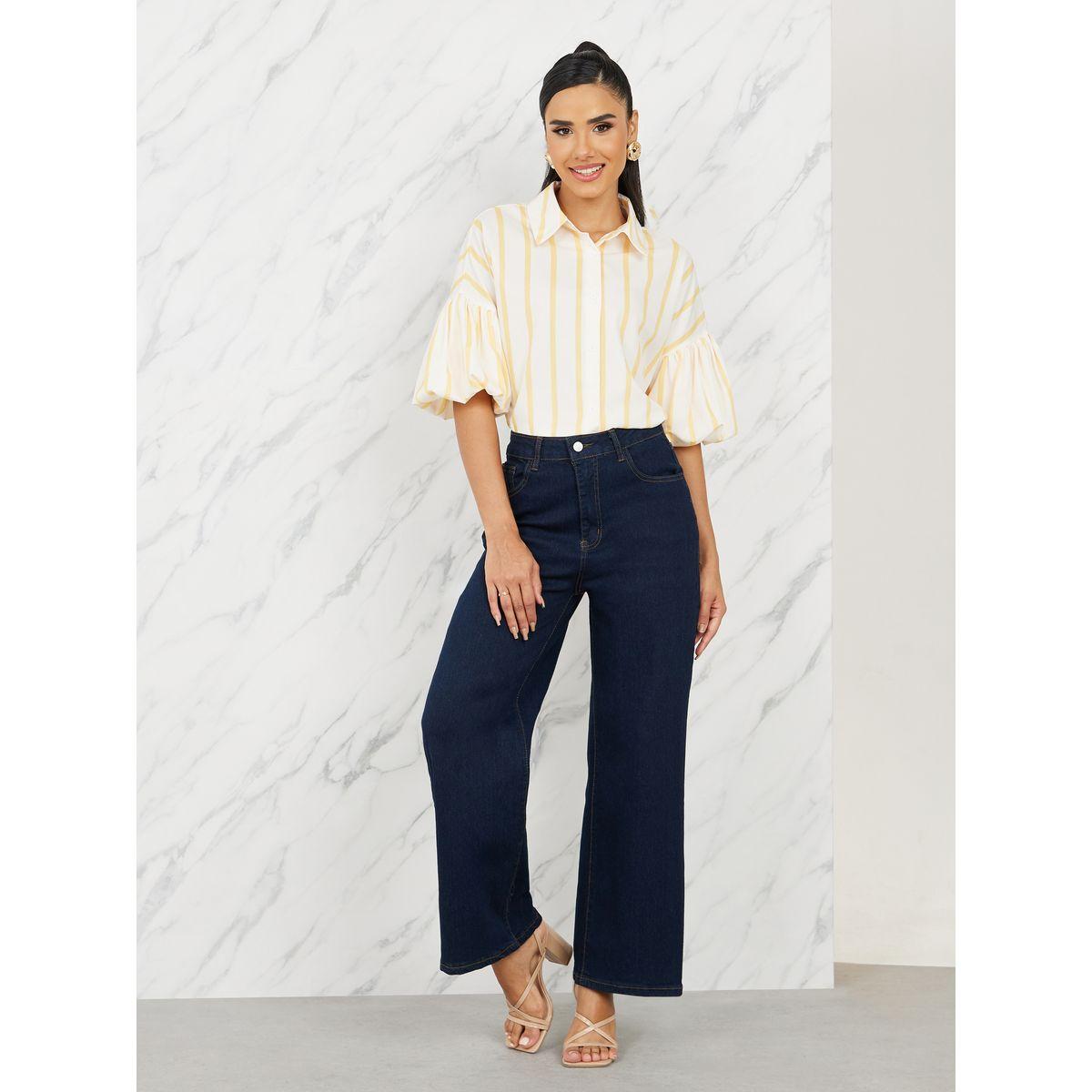 Styli Striped Button Front Balloon Sleeve Shirt-women-clothing-shirtsandblouses-shirts-image-3