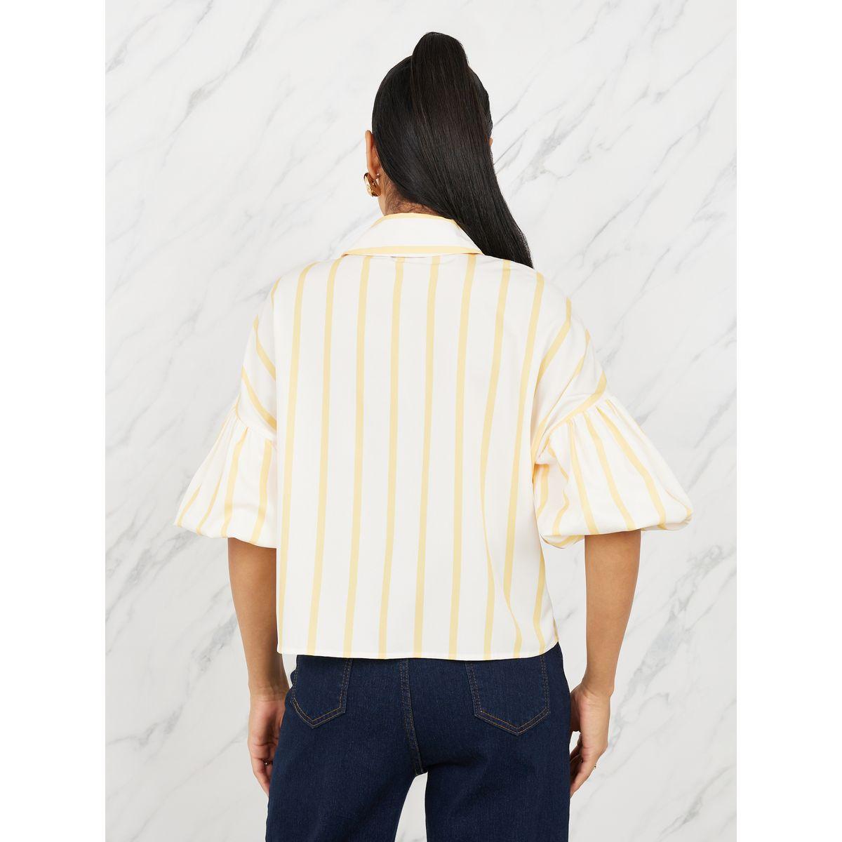Styli Striped Button Front Balloon Sleeve Shirt-women-clothing-shirtsandblouses-shirts-image-5