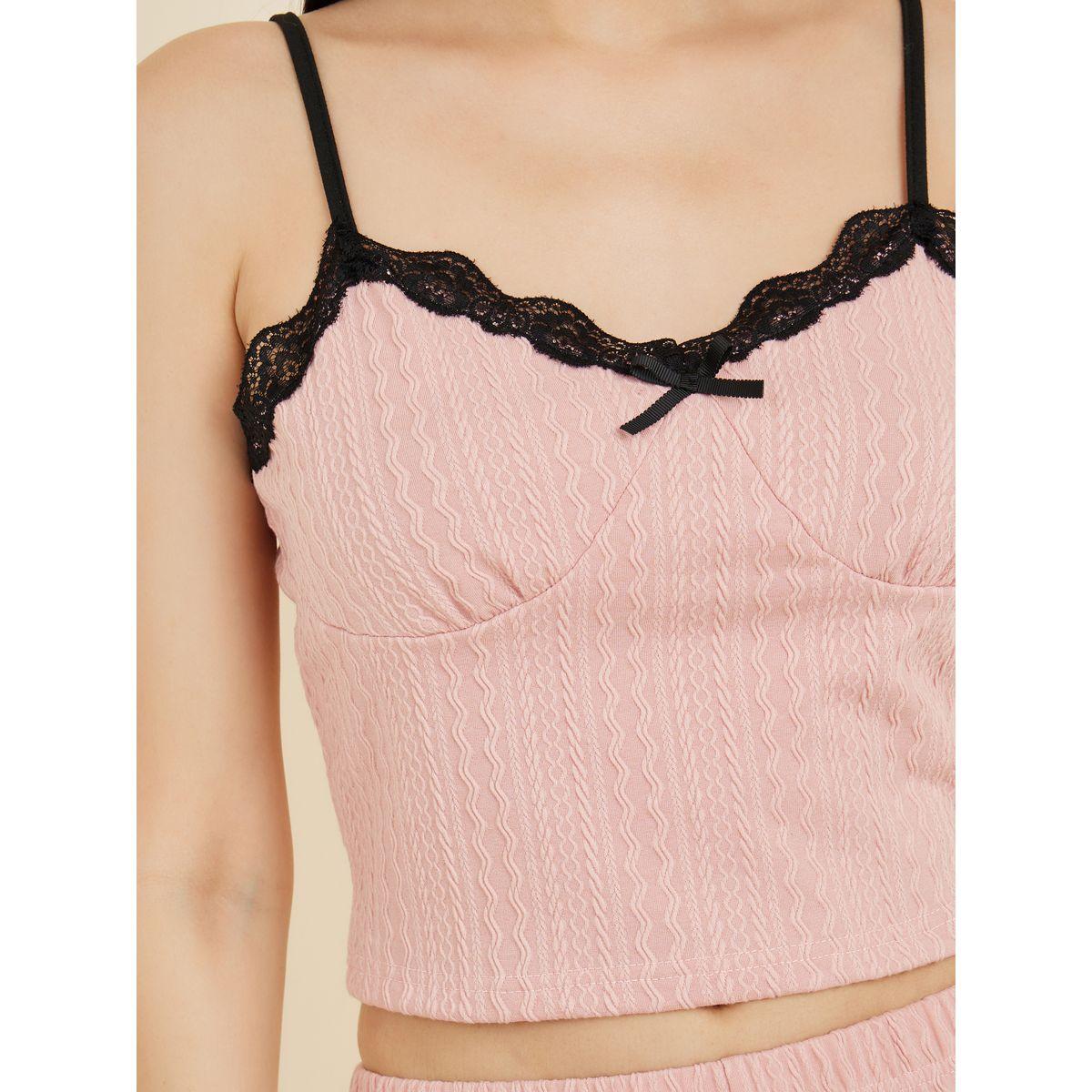 مجموعة من شورت وبلوزة كامي بدانتيل-women-clothing-nightwear-pyjamas-shortsets-image-3