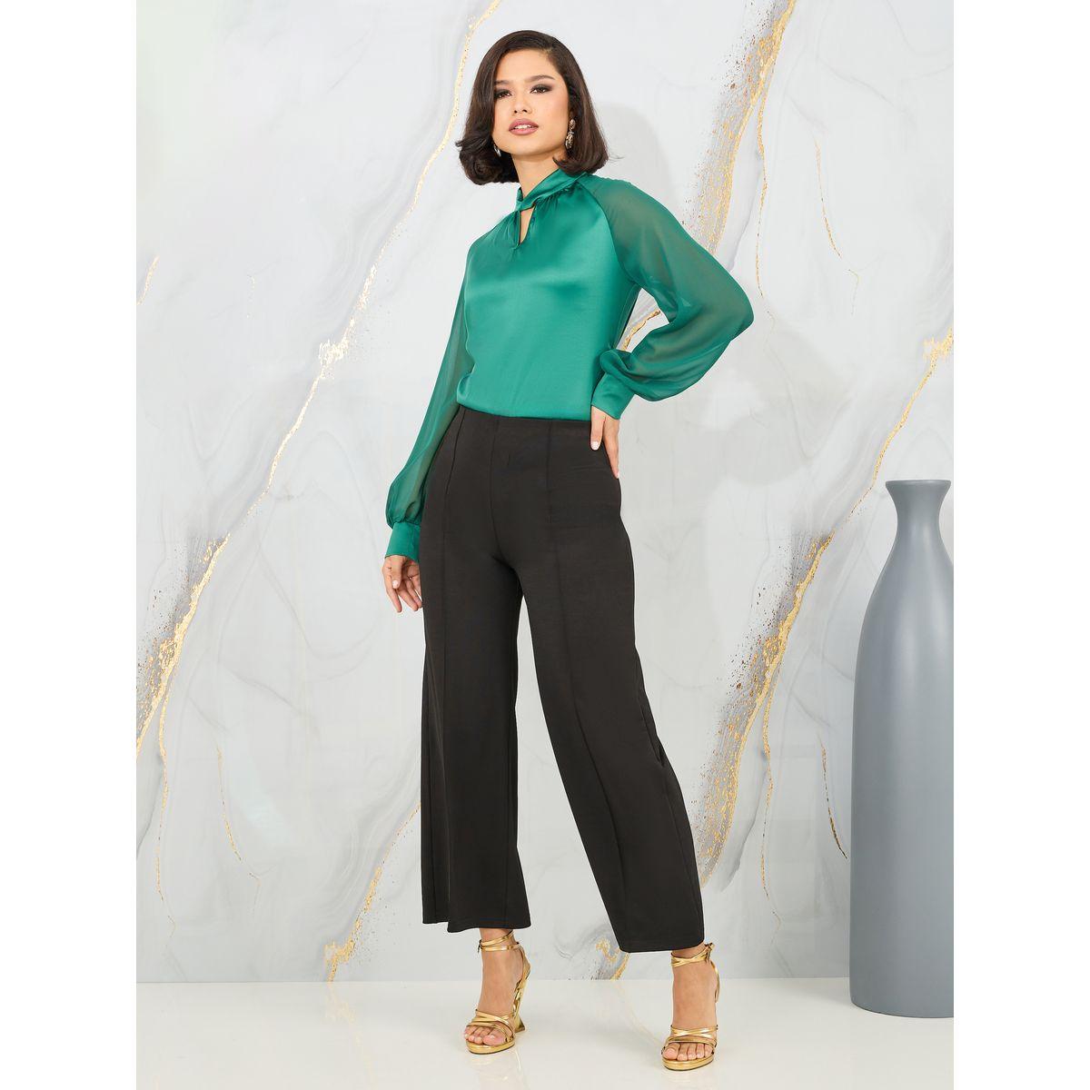 بلوزة ساتان بياقة عالية واكمام شفافة-women-clothing-shirtsandblouses-blouses-image-3