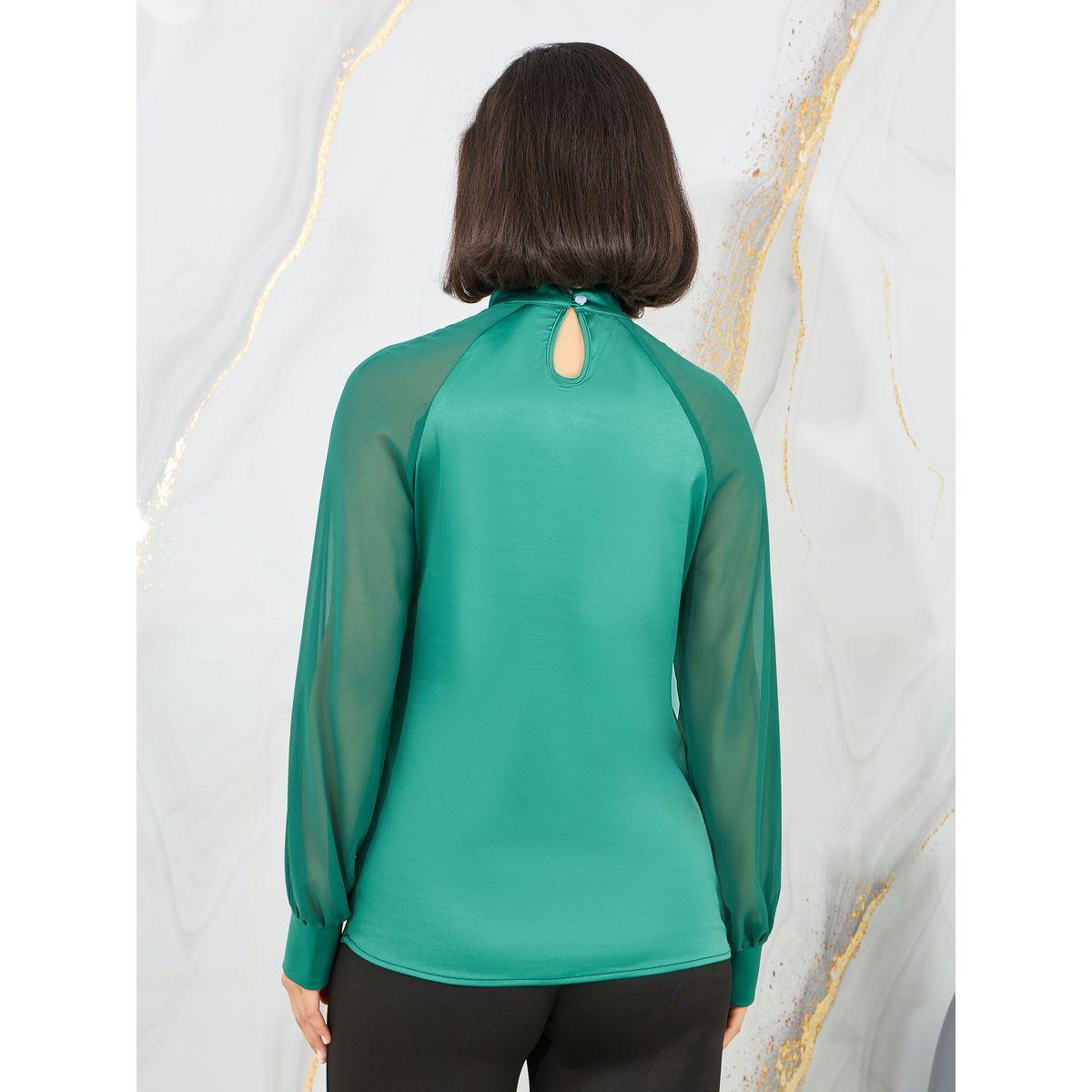 بلوزة ساتان بياقة عالية واكمام شفافة-women-clothing-shirtsandblouses-blouses-image-5