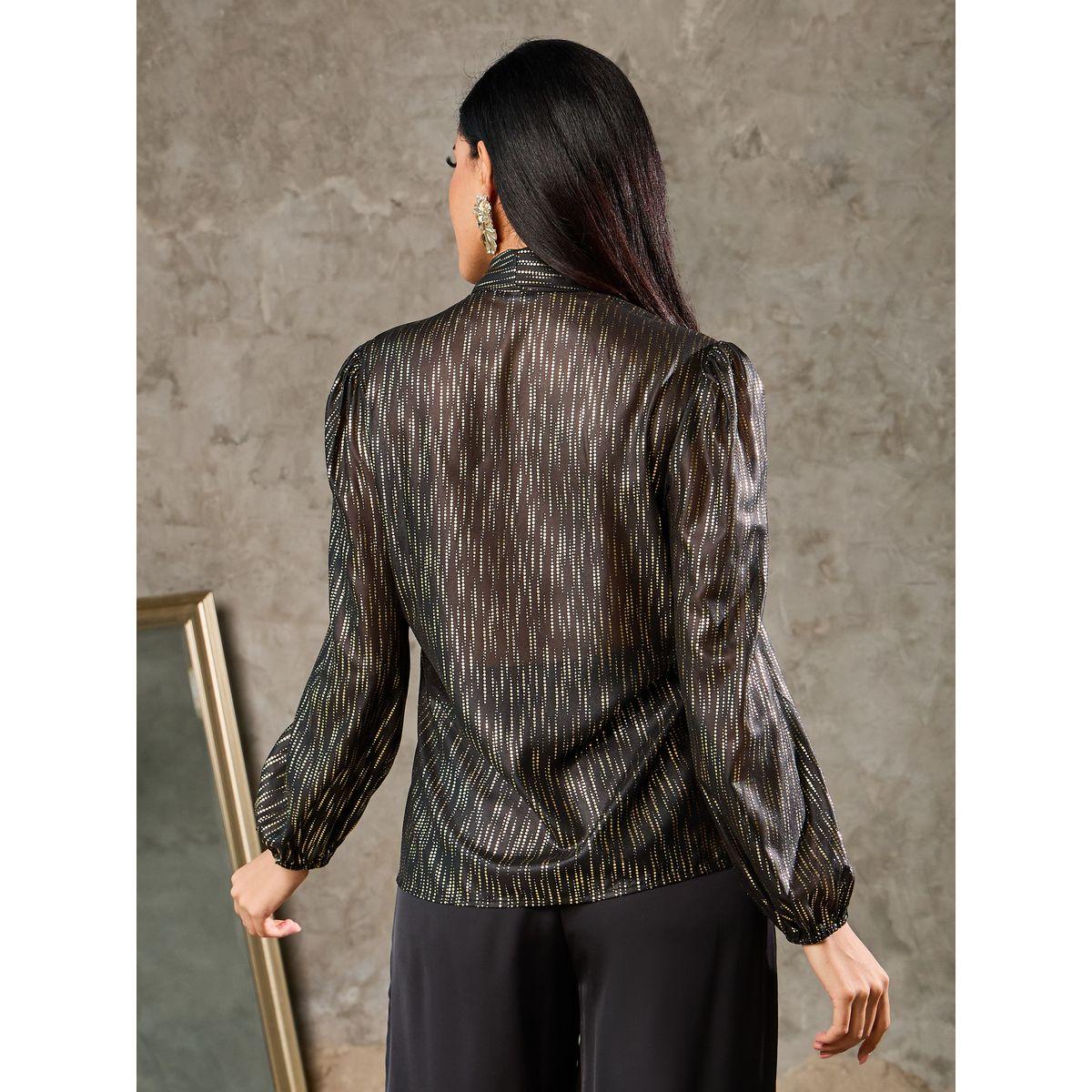 Styli Foil Print Tie Up Neck Blouse-women-clothing-shirtsandblouses-blouses-image-5