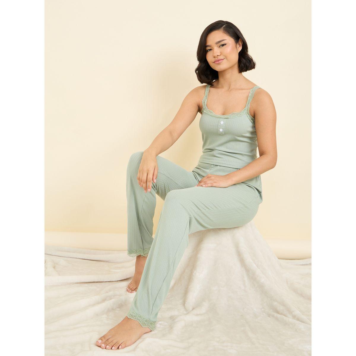 Styli Unwind Lace Ruffle Trim Cami and Pyjama Set-women-clothing-nightwear-pyjamas-longsets-image-1