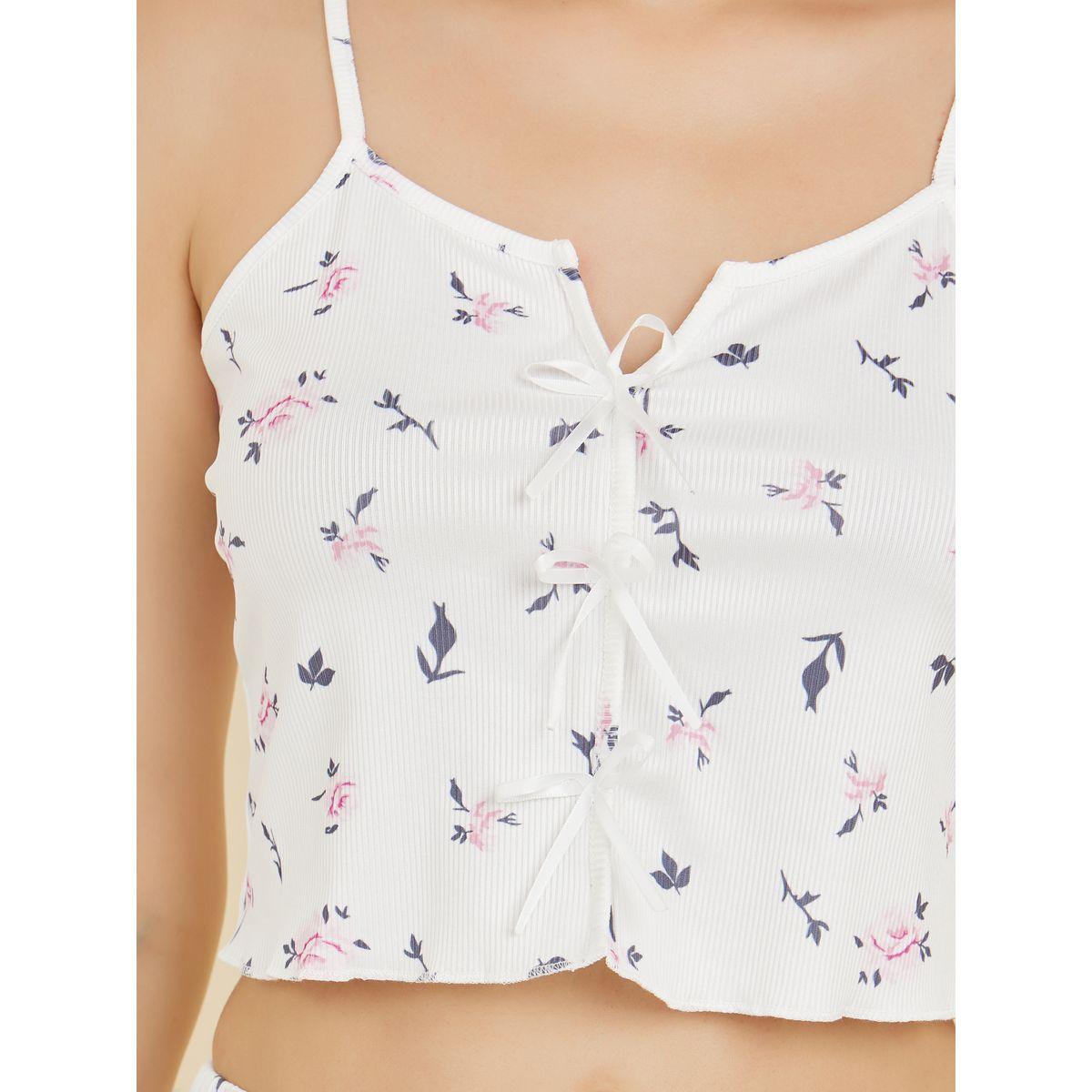 طقم من شورت وبلوزة كامي قصيرة مزينة بفيونكة-women-clothing-nightwear-pyjamas-shortsets-image-3