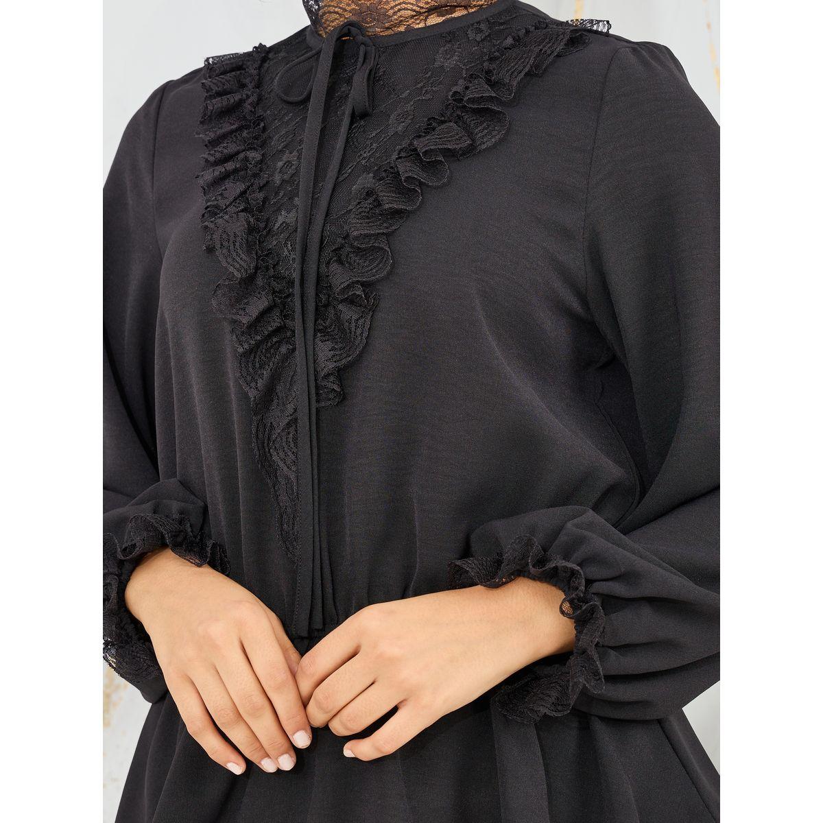 Styli Lace Trim High Neck Ruffle Detail Blouse-women-clothing-shirtsandblouses-blouses-image-3