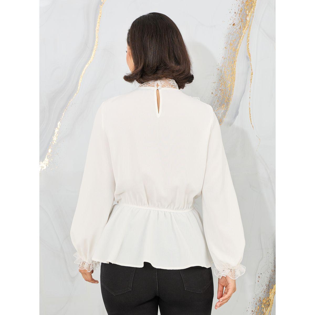 بلوزة بتفاصيل دانتيل مع كشكش وياقة عالية-women-clothing-shirtsandblouses-blouses-image-4