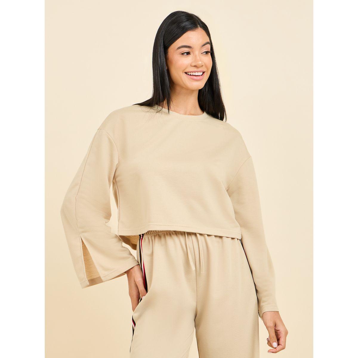 Styli Unwind Drop Shoulder Top and Side Striped Trouser Lounge Set-women-clothing-coordsets-image-2