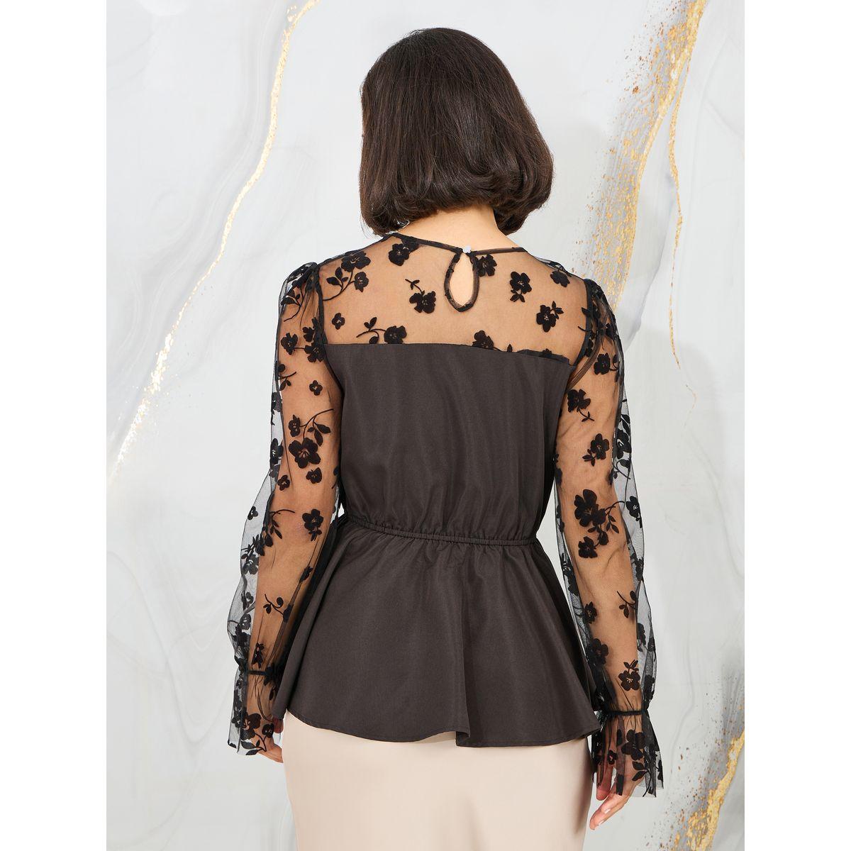 Styli Floral Mesh Insert Peplum Top-women-clothing-shirtsandblouses-blouses-image-4