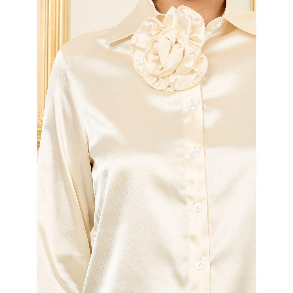 Styli Satin Corsage Detail Neck Regular Fit Blouse-women-clothing-shirtsandblouses-blouses-image-4