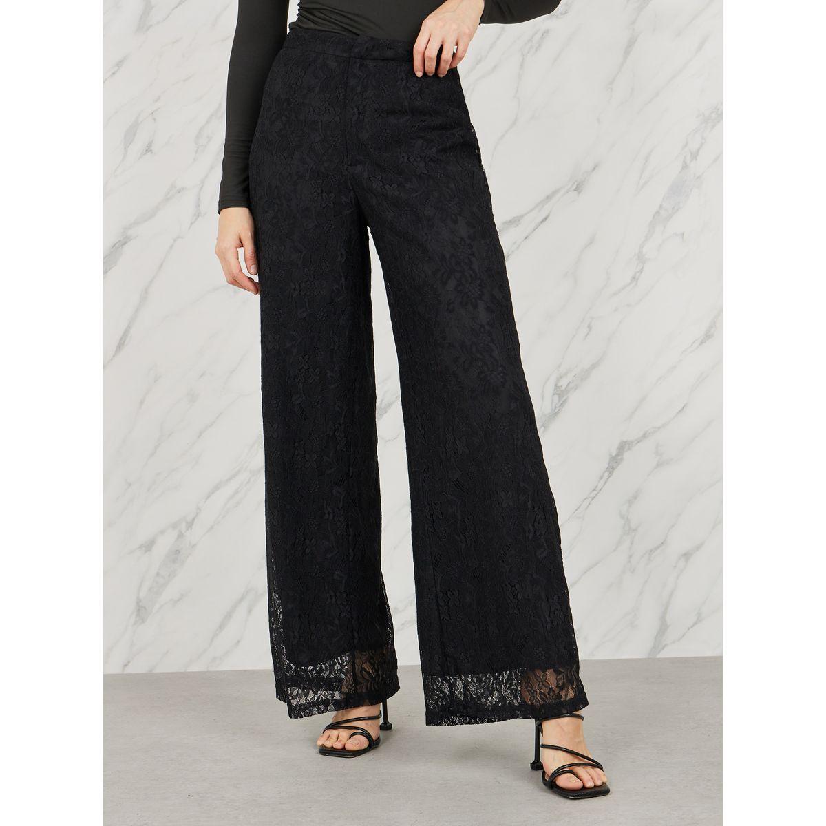 بنطال مزين بالكامل بتفاصيل دانتيل-women-clothing-bottoms-trousers-image-1