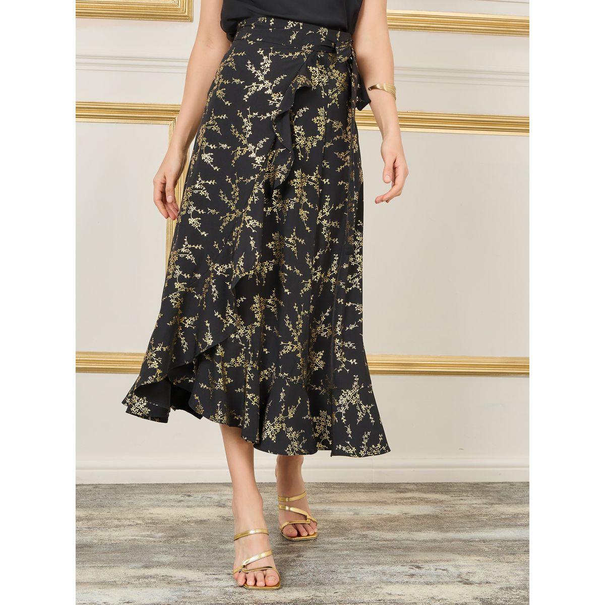 Styli Foil Print Ruffle Hem Asymmetric Wrap Skirt-women-clothing-bottoms-skirts-image-1