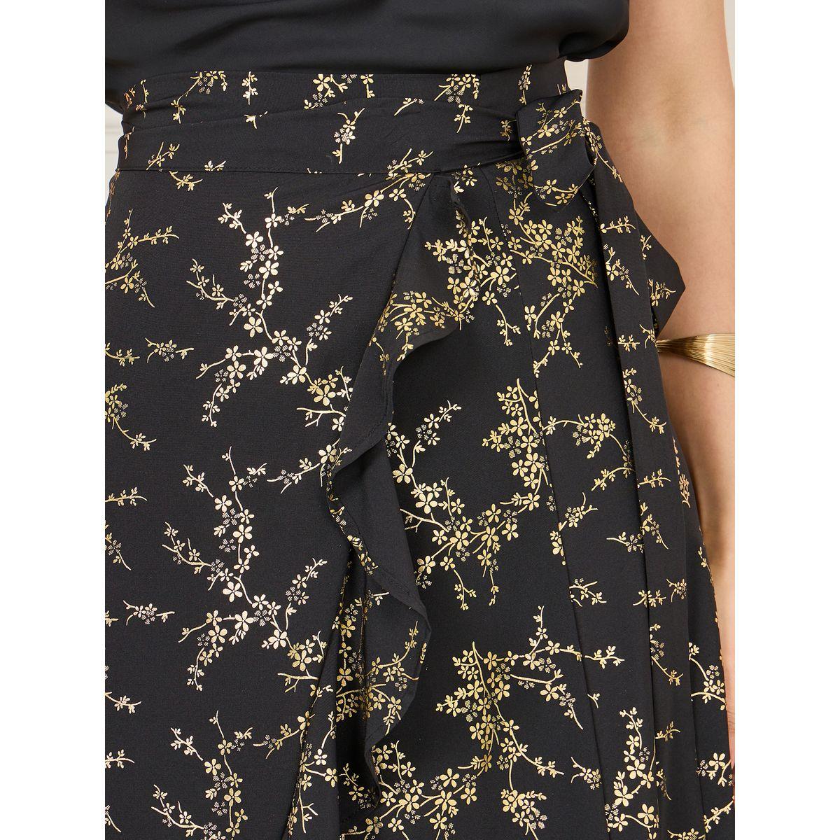 تنورة بنمط لف وطبعة فويل مع كشكش-women-clothing-bottoms-skirts-image-3