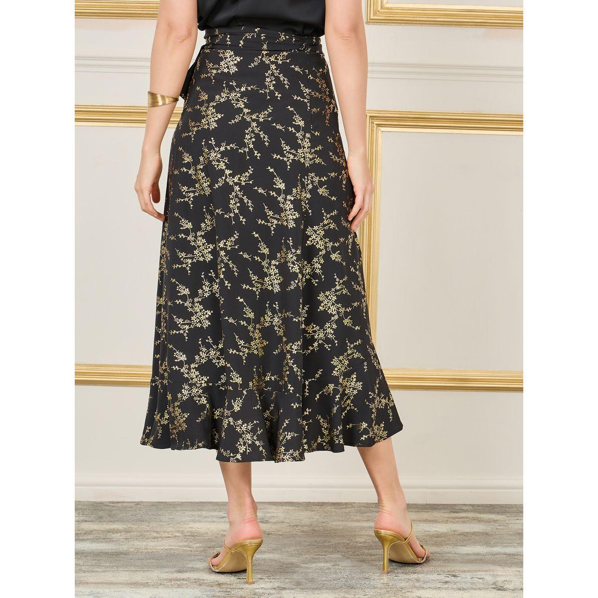 تنورة بنمط لف وطبعة فويل مع كشكش-women-clothing-bottoms-skirts-image-4